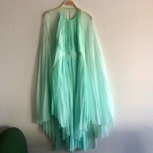 Thurley Mint Green Cocktail Dress Tulle Layers with Cape Size AU 10 / US 6
